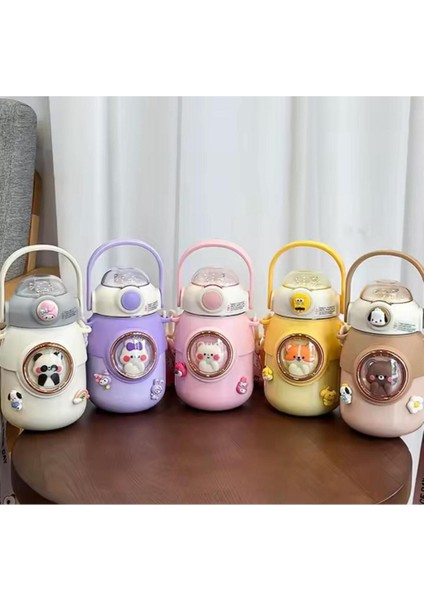 Çelik pipetli, çift katmanlı, 700ml, kayışlı, BPA free, şık ve suluk, 0,90 L fiyatları