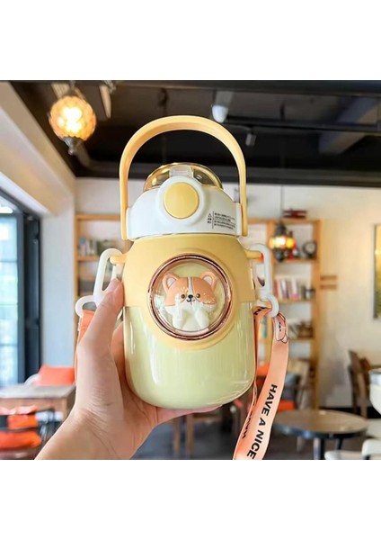 Çelik pipetli, çift katmanlı, 700ml, kayışlı, BPA free, şık ve suluk, 0,90 L modelleri