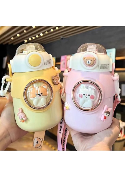 Çelik pipetli, çift katmanlı, 700ml, kayışlı, BPA free, şık ve suluk, 0,90 L fırsatları