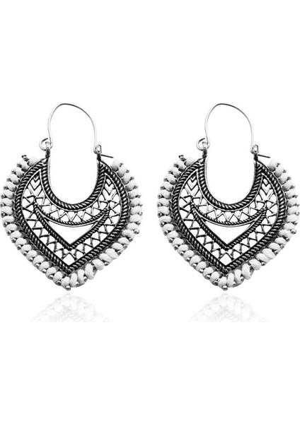 Etnik Tarz Oyma Küpeler Kadın Antik Bronz Atılı Içi Boş Çiçekler ve Yapraklar Küpeler Bohem Yeşillik Küpeler (Yurt Dışından)