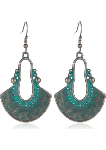 Etnik Tarz Oyma Küpeler Kadın Antik Bronz Atılı Içi Boş Çiçekler ve Yapraklar Küpeler Bohem Yeşillik Küpeler (Yurt Dışından)