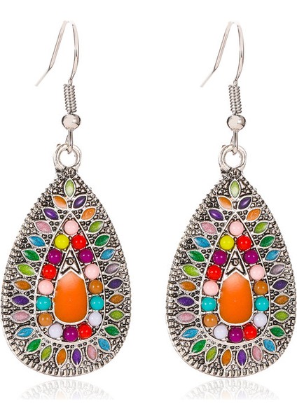 Etnik Tarz Oyma Küpeler Kadın Antik Bronz Atılı Içi Boş Çiçekler ve Yapraklar Küpeler Bohem Yeşillik Küpeler (Yurt Dışından)