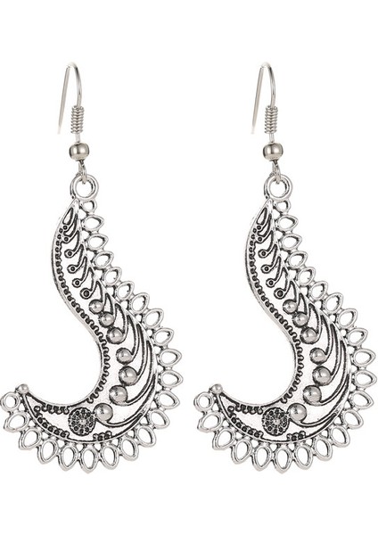 Etnik Tarz Oyma Küpeler Kadın Antik Bronz Atılı Içi Boş Çiçekler ve Yapraklar Küpeler Bohem Yeşillik Küpeler (Yurt Dışından)