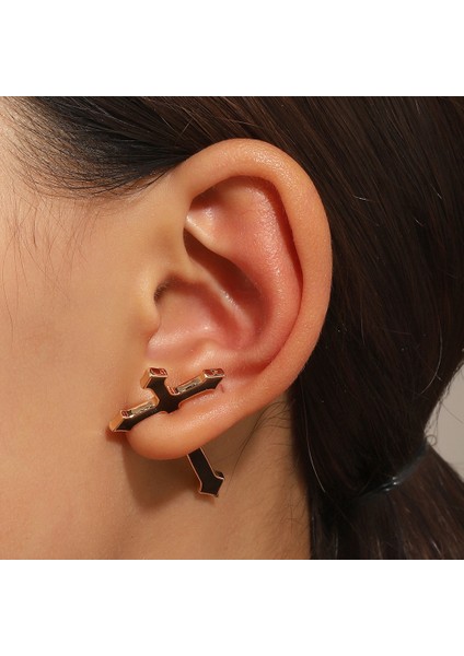 Avrupa ve Amerika Birleşik Devletleri Modası Vahşi Kişilik Paslanmaz Çelik Küpeler Kadın Geometrik Küpeler Saplama Küpeler (Yurt Dışından)