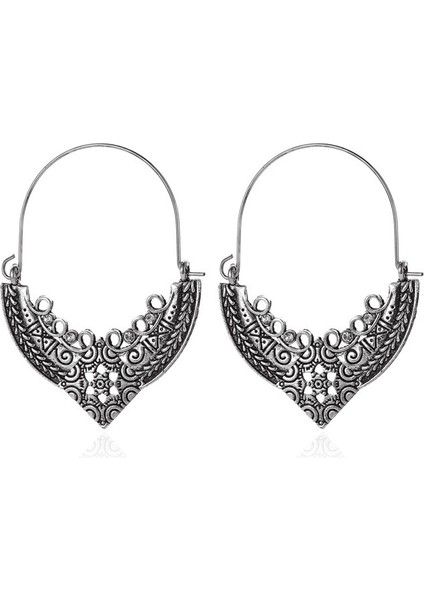 Etnik Tarz Oyma Küpeler Kadın Antik Bronz Atılı Içi Boş Çiçekler ve Yapraklar Küpeler Bohem Yeşillik Küpeler (Yurt Dışından)