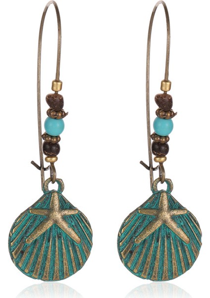 Etnik Tarz Oyma Küpeler Kadın Antik Bronz Atılı Içi Boş Çiçekler ve Yapraklar Küpeler Bohem Yeşillik Küpeler (Yurt Dışından)