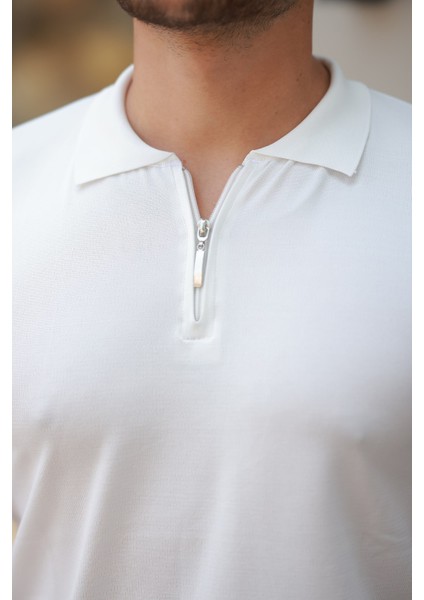 Erkek Fermuarlı Polo Yaka Slim Fit Triko T-Shirt fiyatları