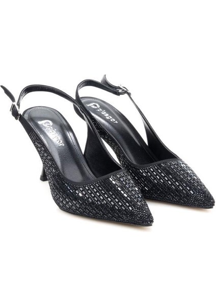 PS-31971 8 cm Topuklu Kadın Taşlı Arkası Açık Stiletto Abiye Ayakkabı fiyatları
