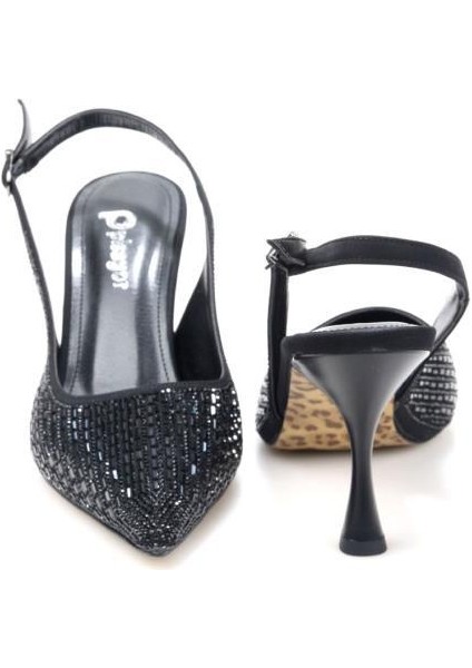 PS-31971 8 cm Topuklu Kadın Taşlı Arkası Açık Stiletto Abiye Ayakkabı fırsatları