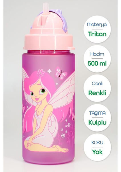 Renkli Tritan Su Şişesi, Pipetli, Boyun Askılı, 0,5 L, Sağlıklı ve Hafif Plastik fiyatları