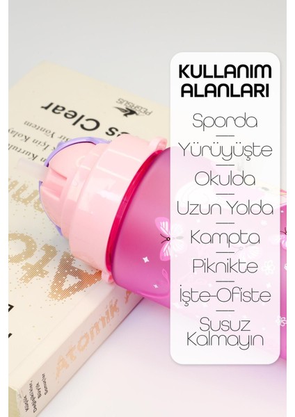 Renkli Tritan Su Şişesi, Pipetli, Boyun Askılı, 0,5 L, Sağlıklı ve Hafif Plastik fırsatları