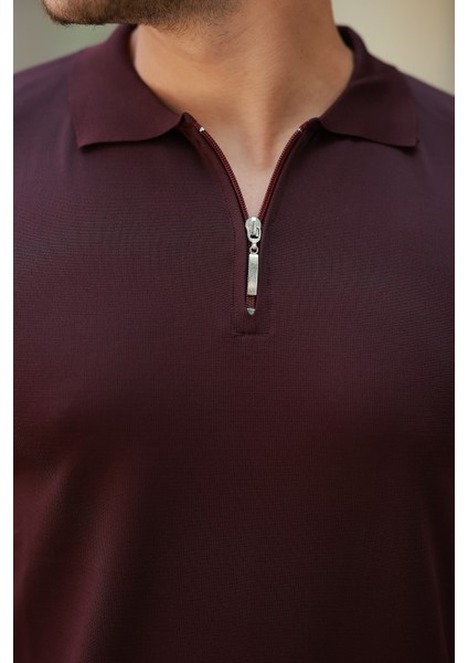 Erkek Fermuarlı Polo Yaka Slim Fit Triko T-Shirt fiyatları