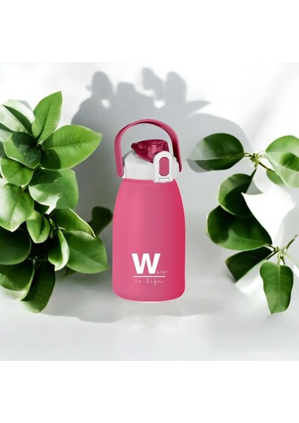 1600 ml Pembe Plastik Şişe, Sızdırmaz Kapak, BPA'sız, Kilitli, Sağlıklı ve