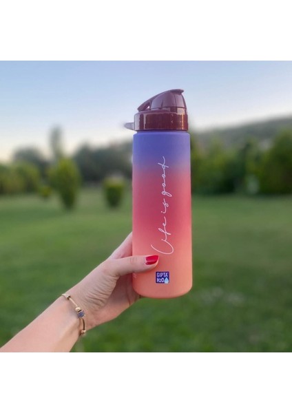 Kırmızı-Mor Tritan 730 ml şık ve içecek şişesi