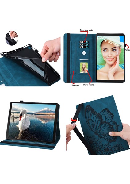 Lenovo Tab M10 Plus (3rd Gen) Için Tablet Kılıfı Kelebek Tasarım Premium Deri Düşme Önleyici Tablet Kılıfı Kart Yuvaları ve Stand Fonksiyonu (Yurt Dışından) modelleri