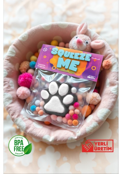Beşiktaş Siyah Beyaz Kedi Patisi Squishy – Yumuşak, Sıkılabilir, Sukuşi Oyuncağı