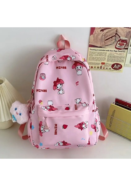 2024 Sanrio Sevimli Kuromi Melody Cinnamoroll Büyük Kapasiteli Sırt Çantası Kız Kızlar Karikatür Hello Kitty Kawaii Canvas Schoolbag Renk: F28-12-43CM (Yurt Dışından)