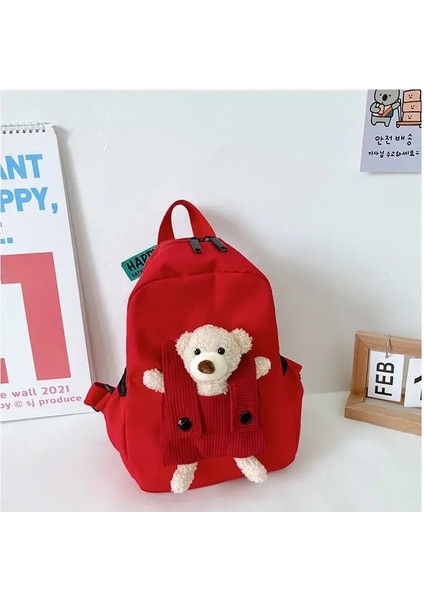 Özel Işlemeli Ad Bear Backpack - Kızlar Için Sevimli Çocuk Okul Çantası, Hafif Okul Öncesi Sırt Çantası, Çocuklar Için Hediye Renk: Kırmızı (Yurt Dışından)