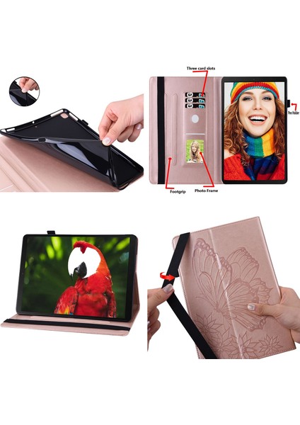 Lenovo Tab M8 Için Tablet Kılıfı Kelebek Tasarım Premium Deri Düşme Önleyici Tablet Kılıfı Kart Yuvaları ve Stand Fonksiyonu (Yurt Dışından) modelleri