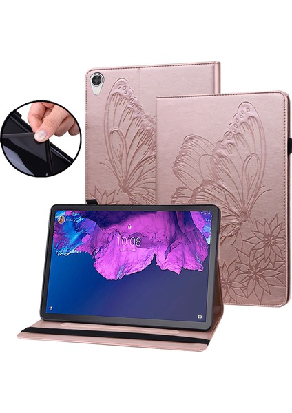 Lenovo Tab P11 Için Tablet Kılıfı Kelebek Tasarım Premium Deri Düşme Önleyici Tablet Kılıfı Kart Yuvaları ve Stand Fonksiyonu (Yurt Dışından)