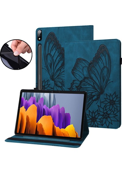 Samsung Galaxy Tab S7 Için Tablet Kılıfı Kelebek Tasarım Premium Deri Düşme Önleyici Tablet Kılıfı Kart Yuvaları ve Stand Fonksiyonu (Yurt Dışından)