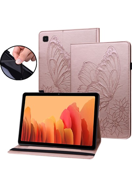 Samsung Galaxy Tab A7 Için Tablet Kılıfı Kelebek Tasarım Premium Deri Düşme Önleyici Tablet Kılıfı Kart Yuvaları ve Stand Fonksiyonu (Yurt Dışından)