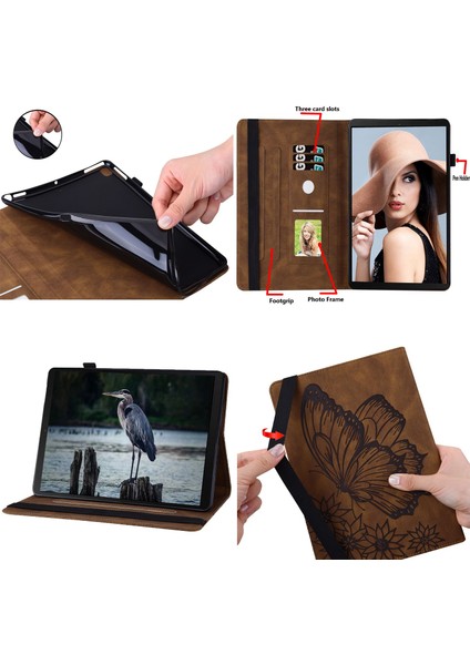 Samsung Galaxy Tab S9 Fe Plus Için Tablet Kılıfı Kelebek Tasarım Premium Deri Düşme Önleyici Tablet Kılıfı Kart Yuvaları ve Stand Fonksiyonu (Yurt Dışından) fiyatları