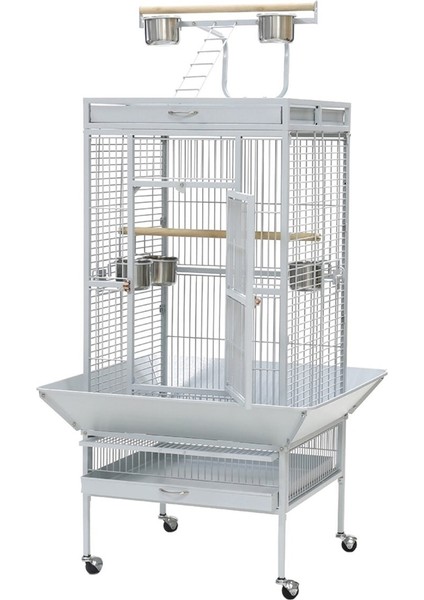 Papağan Kafesi Ayaklı Beyaz 61x56x165