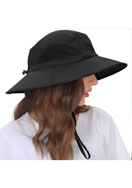 Unisex Yazlık Geniş Kenarlı Maxi Boy Fileli Katlanabilir Safari Outdoor Plaj Şapkası fırsatları