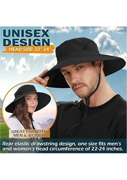 Unisex Yazlık Geniş Kenarlı Maxi Boy Fileli Katlanabilir Safari Outdoor Plaj Şapkası indirimleri