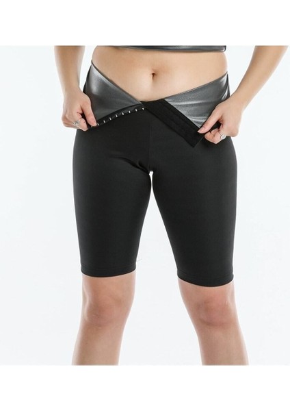 Yüksek Bel Sauna Şort, Spor ve Termal Kullanım, Siyah Renk, Orta Boy