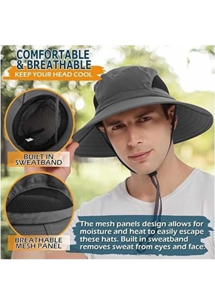 Unisex Yazlık Geniş Kenarlı Maxi Boy Fileli Katlanabilir Safari Outdoor Plaj Şapkası fırsatları