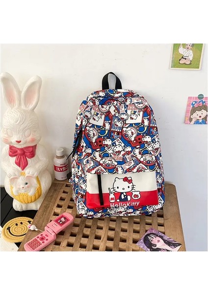 Sevimli Hello Kitty Junior ve Kıdemli Lise Öğrenci Schoolbag Baskılı Çok Yönlü Sırt Çantası Büyük Kapasite Backpackcolor: 3 (Yurt Dışından)