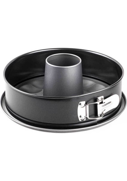 Tabanlı Kelepçeli Tüplü Kek Kalıbı - Siyah / Gümüş - 24 cm