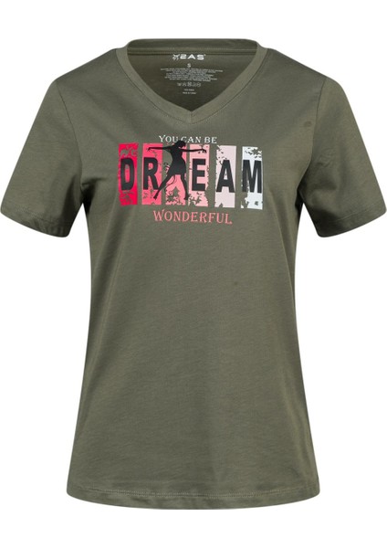 Alone Baskılı V Yaka Kadın T-Shirt 404