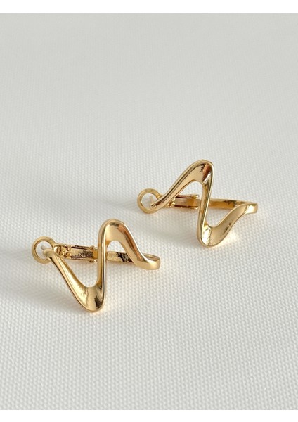 Dalga Formlu Modern Gold Küpe