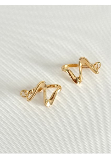 Dalga Formlu Modern Gold Küpe modelleri