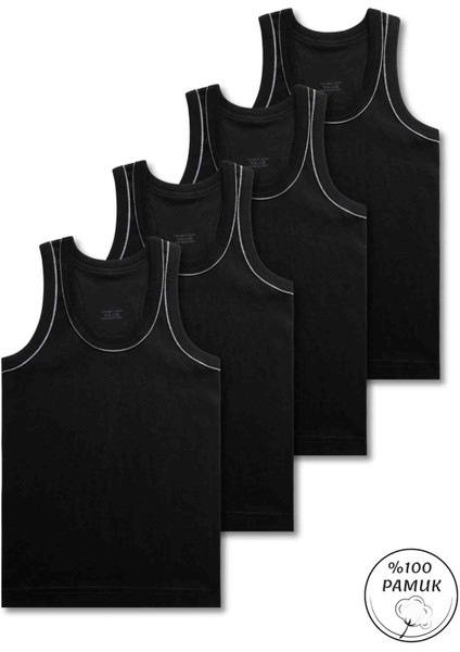 %100 Pamuk Erkek Çocuk Sporcu Model Atlet 4lü Set
