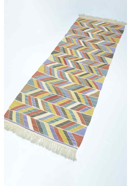 Uşak El Dokuma Renkli ve Zikzak Desenli Kilim Yolluk 60X170 cm (1,02 M²) modelleri