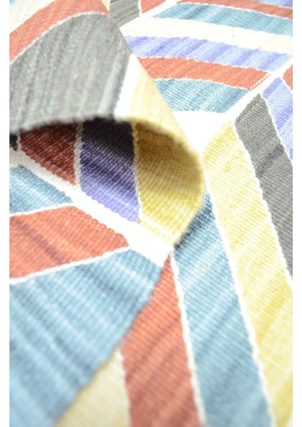 Uşak El Dokuma Renkli ve Zikzak Desenli Kilim Yolluk 60X170 cm (1,02 M²)