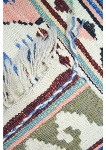Konya Karapınar El Dokuma Pembe ve Krem Kirmen Yün Kilim 76X121 cm (0.92 M²) indirimleri