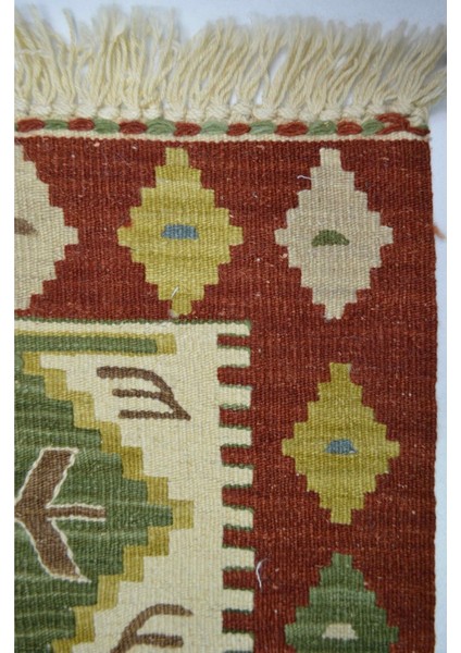 Yünden El Dokuma Kırmızı Renk Ince Kök Kilim 40X40 cm (0.16 M²) fiyatları