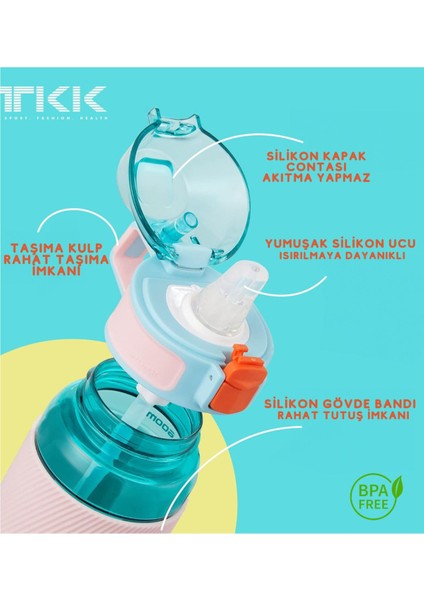 700ml Pipetli Taşıma Matara, Skalalı, Renkli, Hafif ve Plastik Tasarım