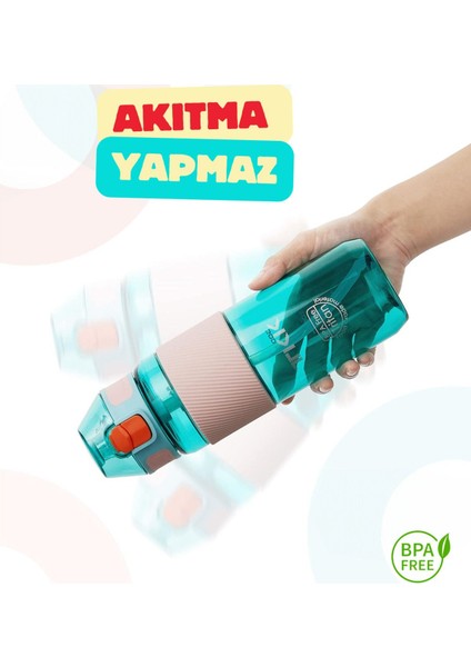 700ml Pipetli Taşıma Matara, Skalalı, Renkli, Hafif ve Plastik Tasarım