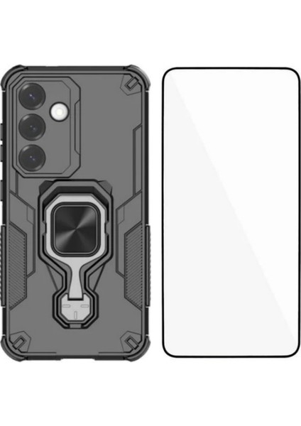 Samsung Galaxy S25 Plus Telefon Kılıfı Pc Tpu Arka Kapak Temperli Camlı Kickstand (Yurt Dışından)