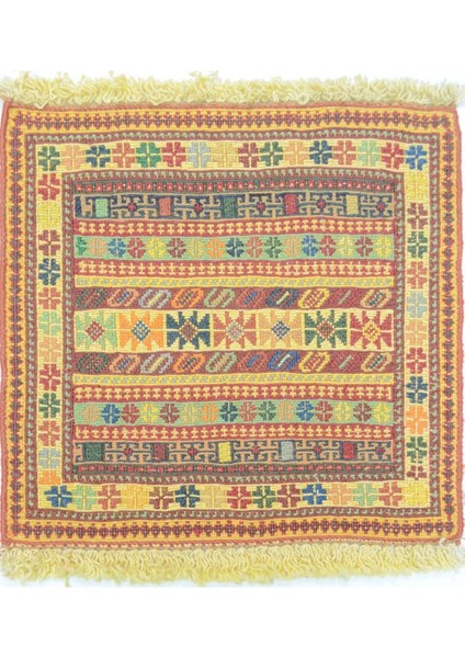 Iran Zolanvari El Dokuma Sumak Küçük Boy Kilim 30X30 cm (0,09 M²)