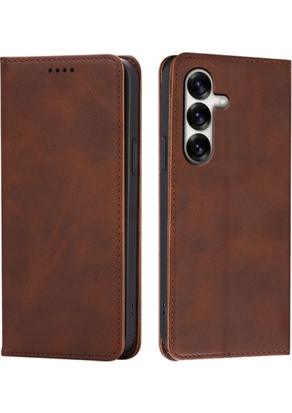 Samsung Galaxy S25 Plus Cüzdan Dana Doku Deri Telefon Kılıfı (Yurt Dışından)