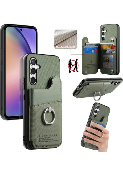 Samsung Galaxy S25 Kickstand Deri + Tpu + Pc Telefon Kılıfı Kart Tutucu ile (Yurt Dışından)
