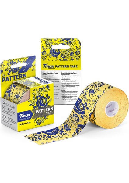 Sarı Gzhel Desenli Kinezyo Bant 5cm x 5m, Sağlık ve Spor Malzemesi