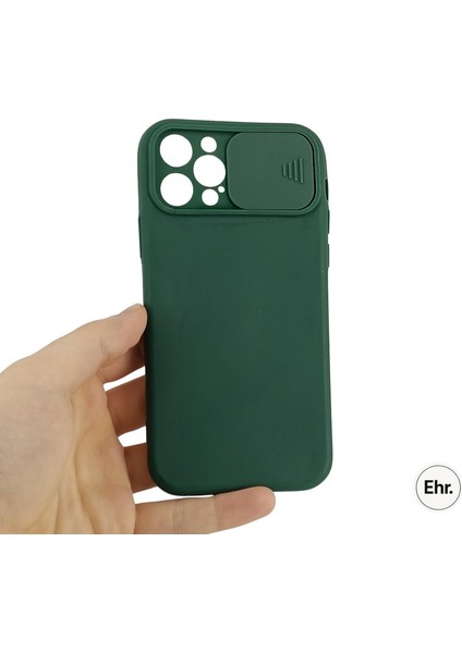 iPhone 12 Pro Max Uyumlu Kamera Sürgülü Mat Silikon Kılıf